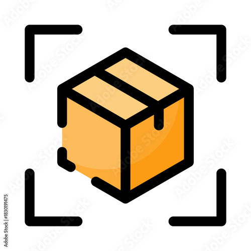 E-commerce filled line color icon. Tracking of product symbol.