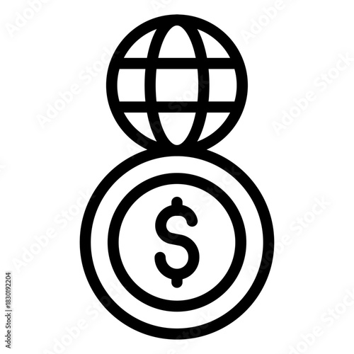 Global Debt Line Icon of National Debt Icon Set