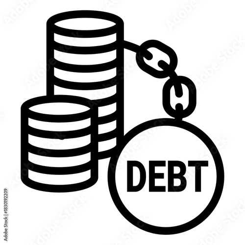Debt Stack Line Icon of National Debt Icon Set