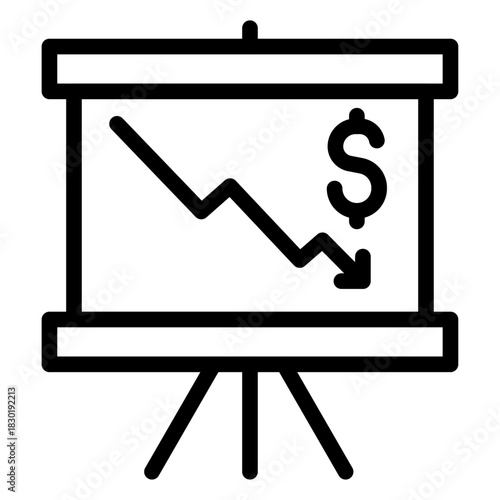 Economic Decline Line Icon of National Debt Icon Set