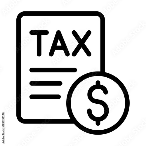 Tax Document Line Icon of Taxation Systems Icon Set
