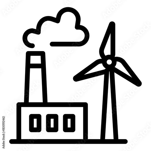 Wind Energy Output Line Icon of Wind Power Generation Icon Set