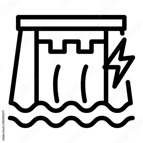 Hydroelectric Dam Line Icon of Hydropower Icon Set