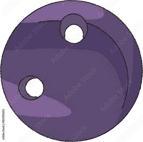 Purple bowling ball with finger holes