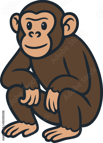 Cartoon chimpanzee crouching