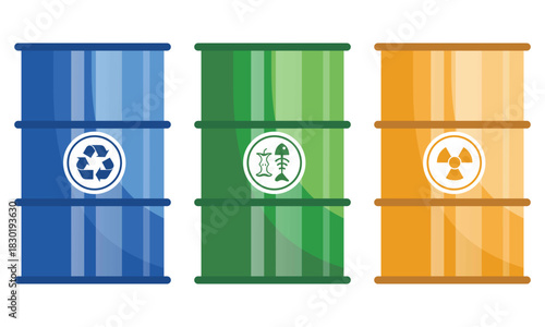 Flat Vector Illustration of Waste Sorting and Management Concept