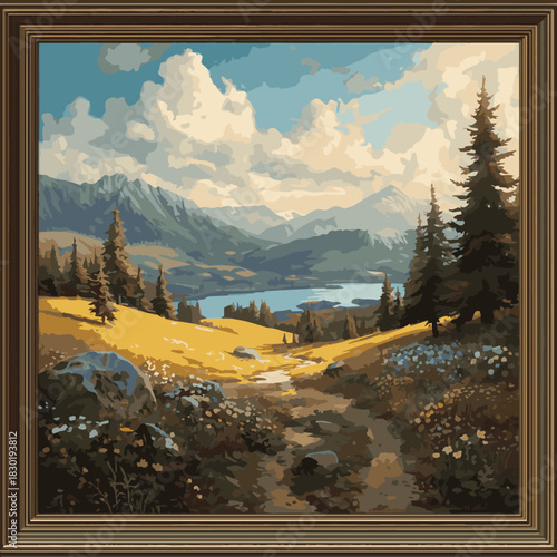 winter landscape with mountains and snow