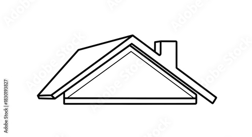 Simple house roof line art illustration representing home ownership and building design
