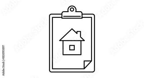 House Inspection Clipboard Icon, Property Assessment Checklist for Real Estate Transactions