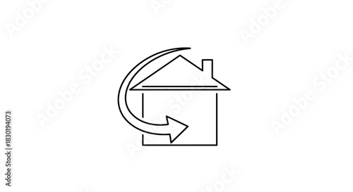 Minimalist Home Renovation Icon Illustrating Property Value Decline or Upgrade Opportunity