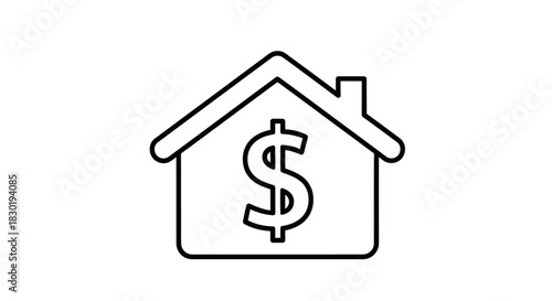 Illustration of House with Dollar Sign Representing Real Estate Value and Investment Potential