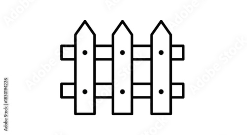 Minimalist vector illustration of a wooden fence, line art style for design projects and