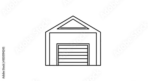 Simple line drawing illustration of a storage garage or shed structure  for design projects