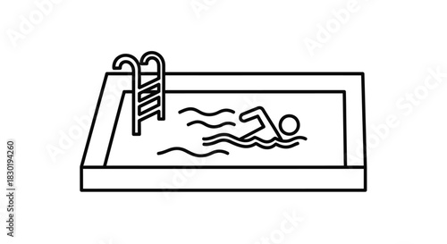 Swimming pool icon with ladder and swimmer, representing leisure and recreation activity