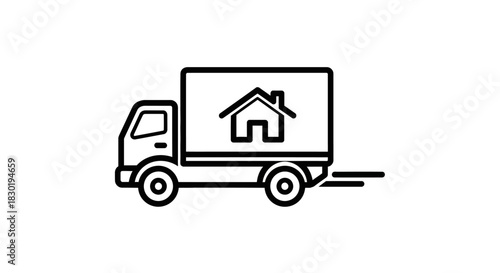 Moving Truck with House Icon Illustration Conveying Relocation Services and Logistics Smooth