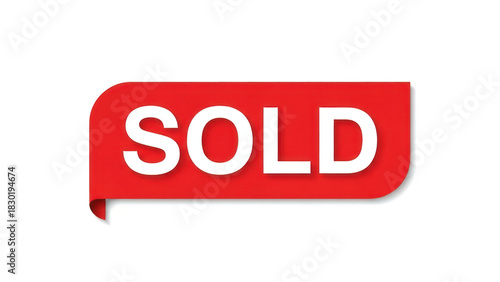 A bold red “SOLD” label with rounded corners and white text, displayed on a transparent background for easy use in marketing, e-commerce, and promotional designs