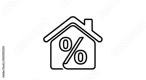 House with percentage sign inside representing home loan interest rates concepts