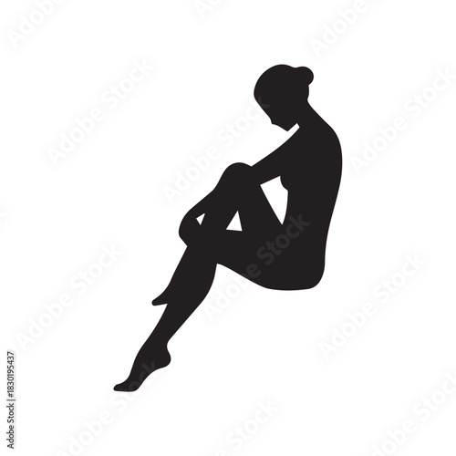 silhouette of a woman in a black dress
