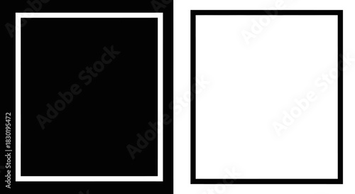 Black and white contrasting squares with bold outlines symbolizing duality and balance in design