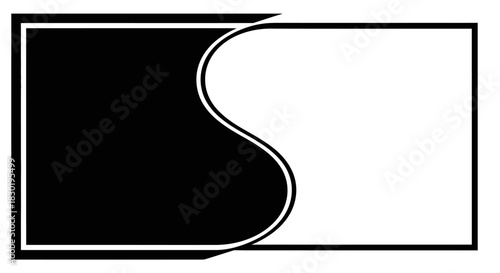 Dynamic contrast a minimalist graphic design with black and white space division within a bold frame