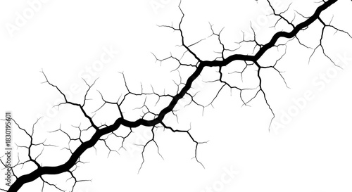 Fractured Surface: A Striking Visual of Crack Patterns on a White Background design