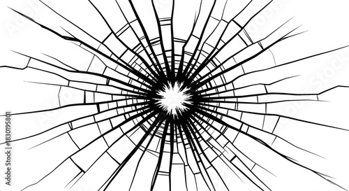 Monochrome shattered glass effect illustration for graphic design or backgrounds design