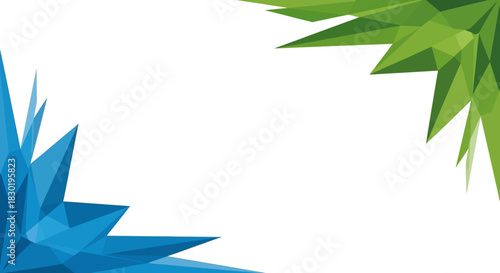 Vivid abstract background with geometric shapes in blue and green color scheme creating a visually