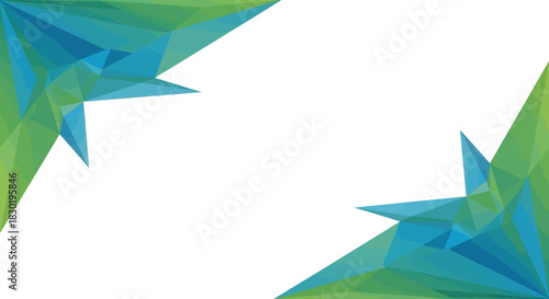 Abstract Geometric Background with Blue and Green Triangles in Low Polygon Style Design