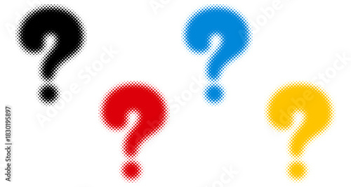 ハーフトーン効果のクエスチョンマークセット
