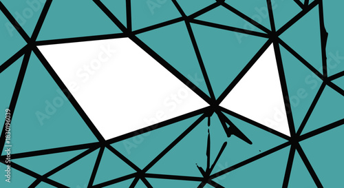 Abstract geometric background with teal triangles and interconnected black lines design