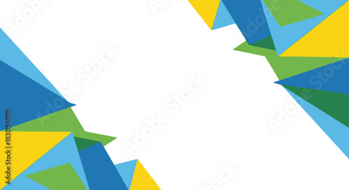 Colorful geometric shapes create a vibrant abstract background with modern design elements