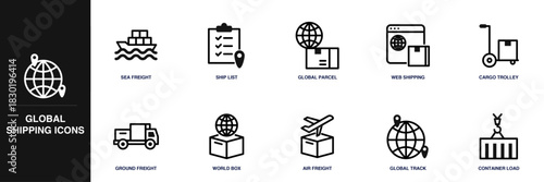 Global Shipping Line Icon Set