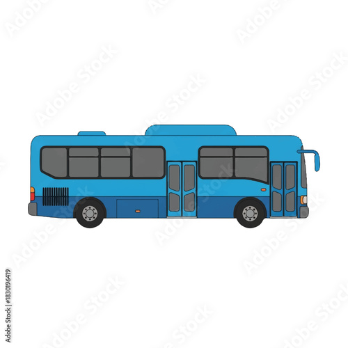 Illustration of a Blue City Bus on White Background.
