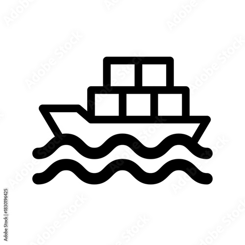 Sea Freight Line Icon of Global Shipping Icon Set