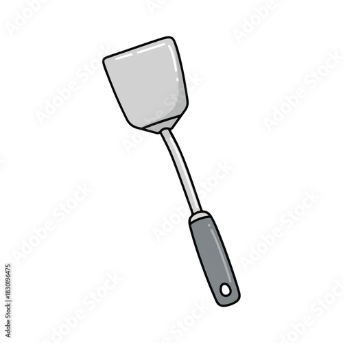 Illustration of a gray spatula for cooking and flipping food.