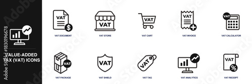 Value-Added Tax (VAT) Line Icon Set