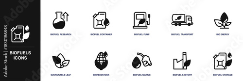 Biofuels Line Icon Set
