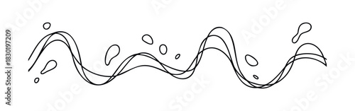 Fluid abstract line shape with round liquid elements for liquid related media and fluid motion concept presentation.