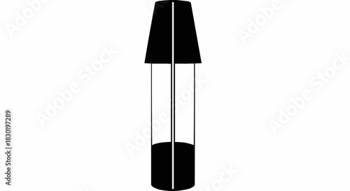 Elegant Black Floor Lamp with Geometric Design and Ambient Lighting.