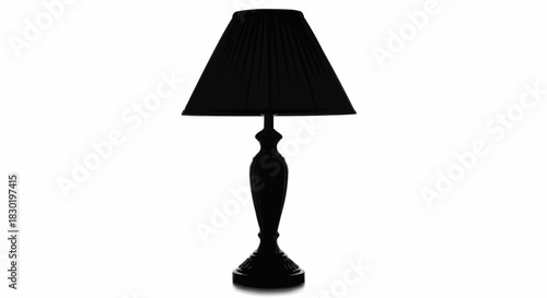 Elegant black table lamp silhouette isolated on a white background.