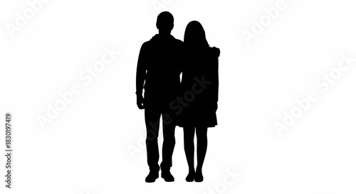Silhouette of a couple standing together.