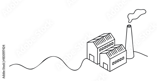 Factory and chimney with smoke, representing industry and pollution, suitable for environmental or business concepts.