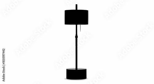 Elegant black floor lamp with a cylindrical lampshade and sturdy base.