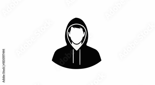 Anonymous Person in Hoodie Icon Representing Digital Privacy and Online Security.