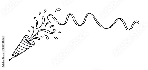 Festive party popper exploding with colorful streamers and confetti, perfect for celebratory event announcements and holiday greetings.