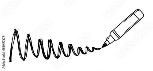 Hand drawn marker pen creating a wavy line suggesting creativity and expression for projects in graphic design and art creation.