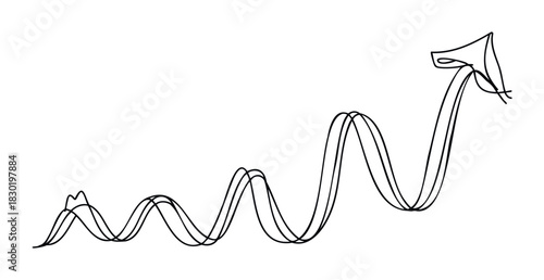 Ascending wavy graph with upward arrow symbolizing growth, progress, and positive financial trends for business and economy analysis