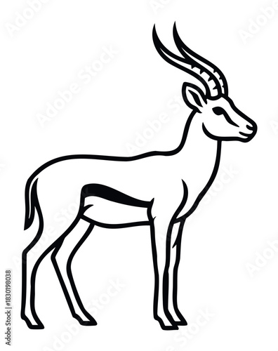 Elegant gazelle profile silhouette symbolizing speed and grace, perfect for natural history and wildlife themed projects and branding seeking a refined animal motif.