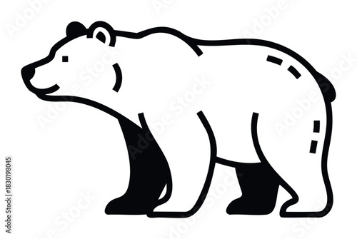 Simple black bear pictogram in profile standing on all fours, suitable for nature or wildlife related topics and media