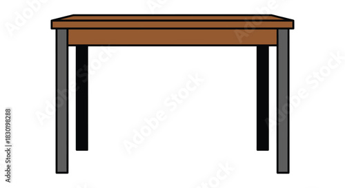 Simple illustration of a rectangular wooden table with dark metal legs